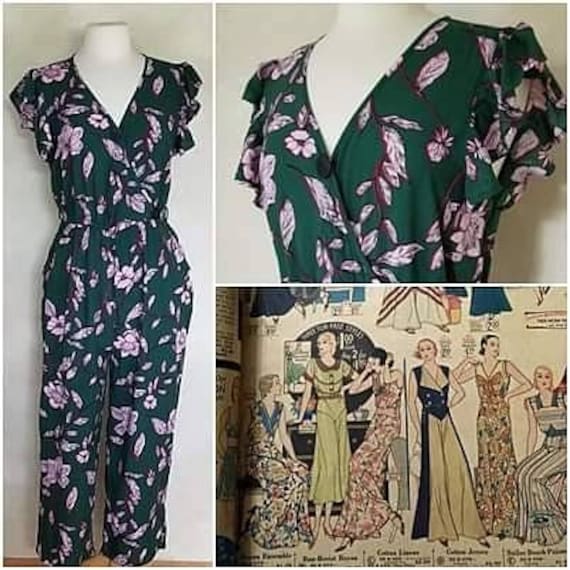 Vintage jumpsuit/1930 style/vintage floral print/… - image 10