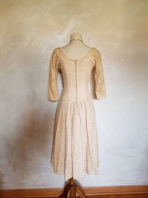 1950 Dress/ Vintage Gold Lace Dress/Copper Gold f… - image 9