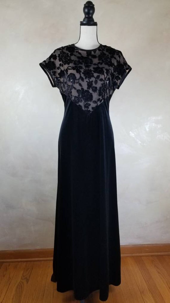 Vintage Black Velvet Dress/formal dress/old holly… - image 4