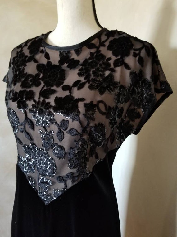 Vintage Black Velvet Dress/formal dress/old holly… - image 6
