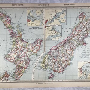Originele en authentieke atlaskaart van Nieuw-Zeeland - Harmsworth Universal Atlas and Gazetteer (circa 1900, pre-WWI)