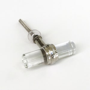 Clear Glass Cylinder Knob with Silver Nickel Ring