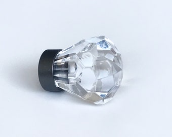 Lucite Diamond Rond Facetté « Leila » Tiroir Acrylique Bronze Foncé Base Tiroir Cabinet Bouton