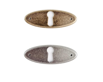 Puxador de gaveta de armário antigo com placa horizontal