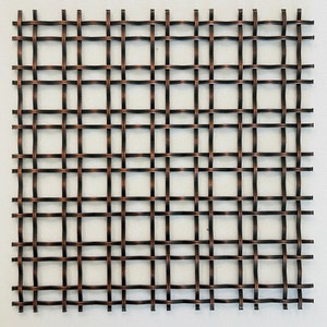 May include: A square piece of copper wire mesh with a woven pattern. The mesh is a dark copper color with a slightly reddish hue.