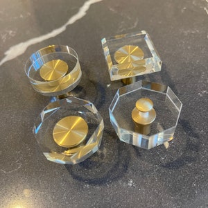 Glass Crystal Knobs Brass Cabinet Knob, Cabinet Hardware, Drawer Furniture Handles