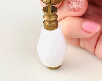 Antique Brass Drop Pull White Ceramic Cabinet Hardware
