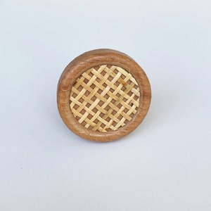 Rattan & Wood  "Marge" Cabinet Drawer Pull, Modern Cabinet Hardware Farmhouse