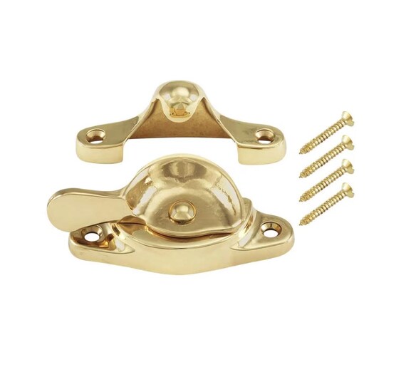MroMax Crescent Window Sash Lock - 1 Piece, White Metal Lock For Windows, 5mm Bore Hole