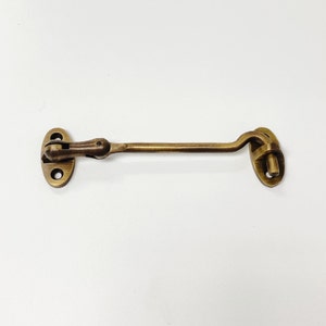 Solid Antique Brass 4&quot; Hook and Eye Lock | Brass Door Accessories