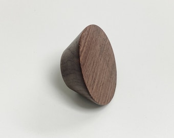 Dark Wood Mid-Century Cone Shaped Round Cabinet Knob | Wood Furniture and Cabinet Hardware