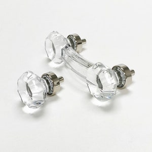 Polished Nickel and Clear Glass Cabinet Knob and Drawer Pull | Glass Cabinet Hardware, Drawer Furniture Handle