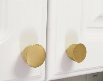 Brass Cabinet Knob - Satin Brass Cabinet Knob Drawer Pull, Modern Cabinet Hardware Farmhouse Drawer Pull