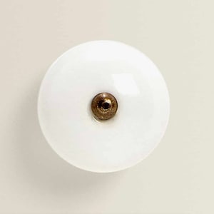 White Ceramic Knob with Bronze Metal Center Farmhouse Cabinet Hardware