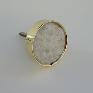 Round Brass and Marble "Jaipur" Cabinet Knob