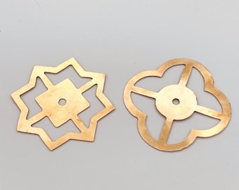 Brass Clover/Star Base Plate Unlacquered Cabinet Hardware