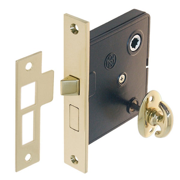 Solid Unlacquered Brass Interior Door Mortise Lock