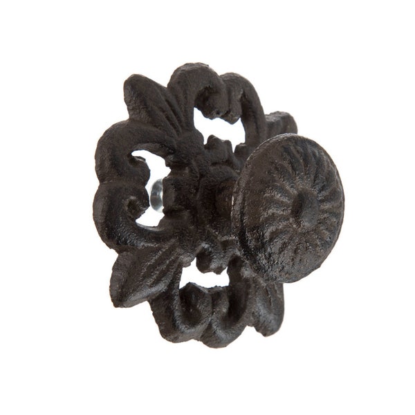 Iron Metal "Charlotte" Cabinet Rustic Knob with Base, Cabinet Hardware Farmhouse Drawer Pull