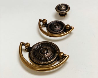 Antique Brass Circle Bail Ring Drawer Pull - Modern Cabinet Knob