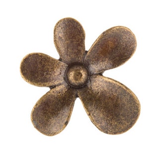 May include: A five-pointed flower-shaped metal button with an antique brass finish.