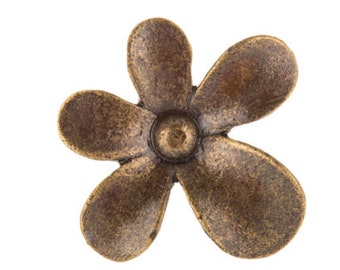 Antique Bronze Whimsical Flower Metal Knob, Cabinet Drawer Pull, Modern Cabinet Hardware Farmhouse Drawer Pull