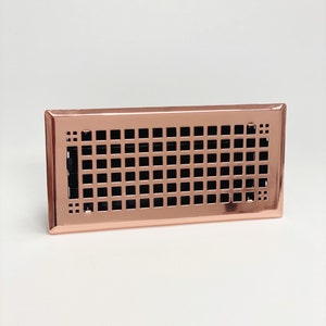 Decorative Brushed Copper &quot;Squares&quot; Metal Register - Contemporary Brass Vent Cover - Creative Vent