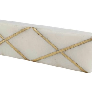 White Marble Drawer Pull: Brass Cross Modern Cabinet Knob