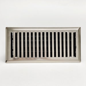 Decorative Brushed Nickel &quot;Lineal&quot; Metal Register - Contemporary Brass Vent Cover - Creative Vent