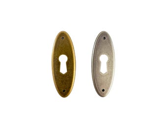 Puxador de gaveta de armário antigo com placa oval