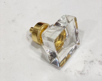 Brushed Brass Cube Glass Square Glass Cabinet Knob, Cabinet Hardware, Drawer Furniture Handle