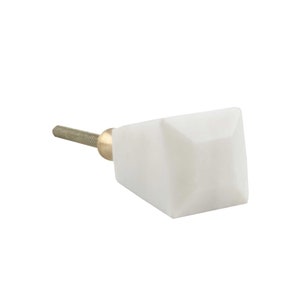 Marble White &quot;Geometric&quot; Cabinet Drawer Knob, Modern Cabinet Hardware Farmhouse Drawer Pull