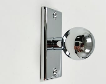 Polished Chrome Backplate Cabinet Knob "Besly" Cabinet Hardware, Drawer Furniture Handle