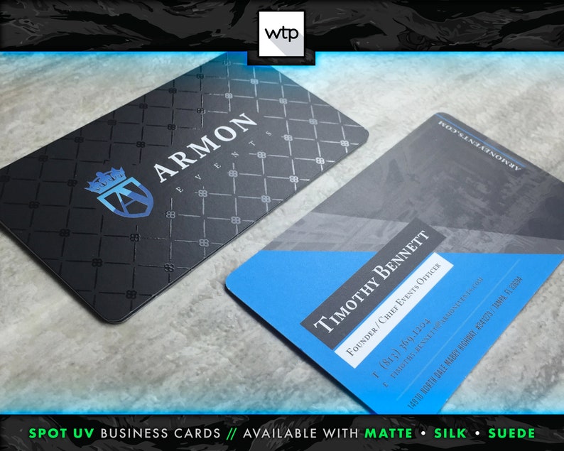 Spot UV Business Cards Matte, Silk, or Suede Double Sided Fullcolor