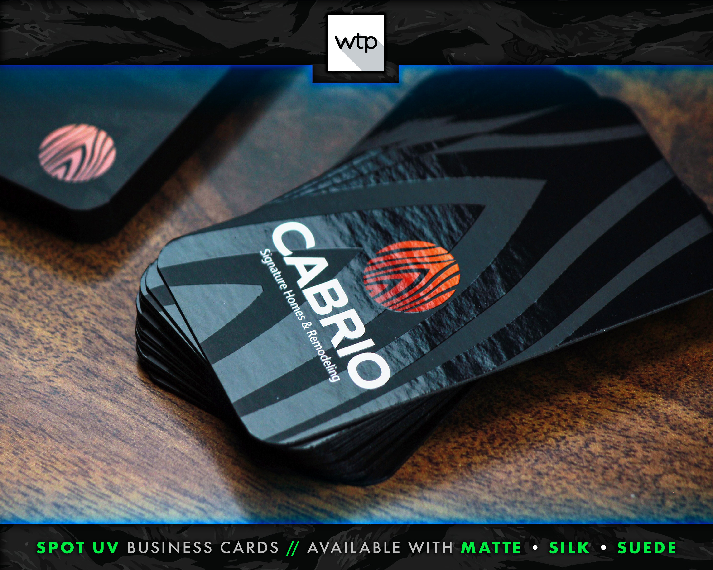 Spot UV Business Cards Matte, Silk, or Suede Double Sided Fullcolor