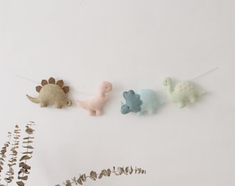 Felt Baby Dinosaur Garland: Dino Nursery Decor, Triceratops & Rex