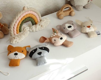 Woodland garland nursery decor, Forest animals baby shower, Felt nursery bunting, Zoo animals garland, Bunny and fox decor, Children room