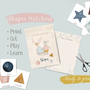 Learning Shapes, Shape Matching Game, Educational Preschool Printable, Kids Activity, Homeschool Game, Educational, Kindergarten, Tot School