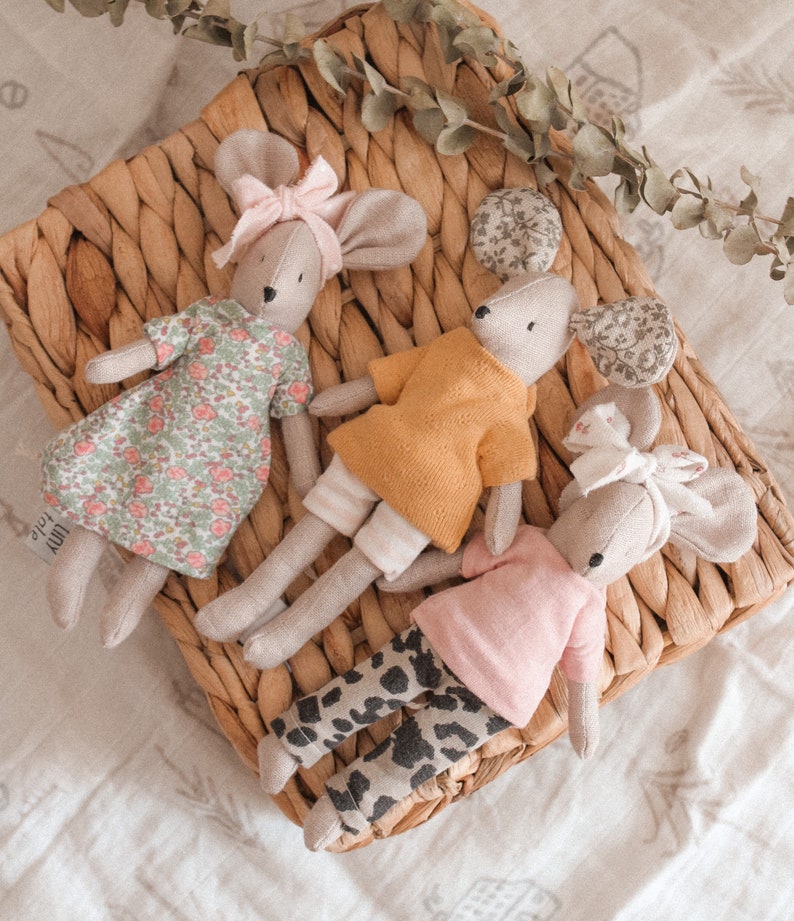 Dollhouse Mouse Stuffed Animal Mice Toys Linen Mouse Toy Etsy UK