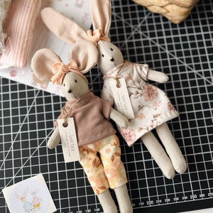 Mouse Doll, Bunny Rabbit doll, Baby girl toy, Stuffed animal, Dollhouse toys, Cute mice doll, Baby shower gift, Nursery decor doll