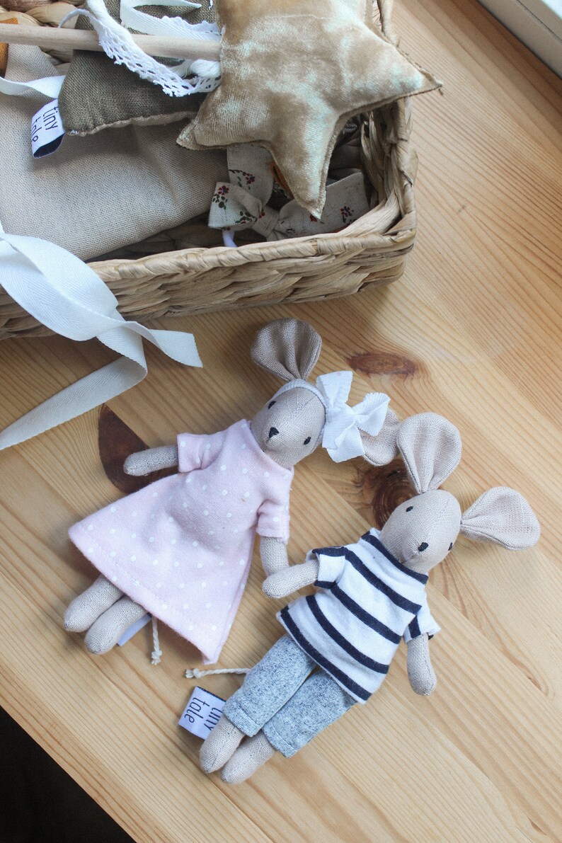 Dollhouse Mouse Stuffed Animal Mice Toys Linen Mouse Toy Etsy UK