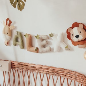 Ghirlanda in feltro con nome Safari: striscione personalizzato per la cameretta dei bambini, decorazione per baby shower