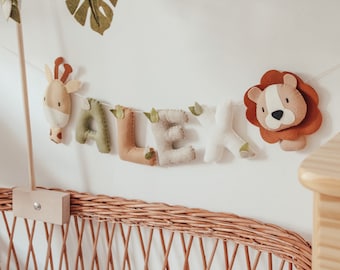 Felt Safari Name Garland: Custom Nursery Banner, Baby Shower Decor