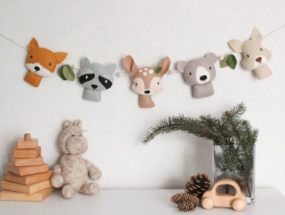 Woodland garland nursery decor Forest animals baby shower