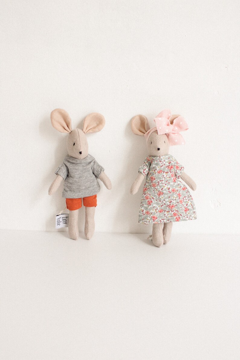 Dollhouse Mouse Stuffed Animal Mice toys Linen mouse toy Etsy