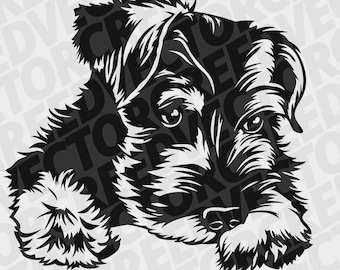 miniature schnauzer svg, sad puppy svg, pet dxf, dog svg, dog clipart, stencil cutting file, cricut, silhouette svg, vector