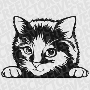 cute cat, peeking cat, funny kitty, cat svg, pet svg, animal funny face, printable png, DXF laser cut file plasma, shirt svg, illustration