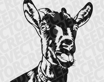 Goat Svg, funny goat svg, farm animals clipart, animal funny face, printable png, DXF laser cut file plasma, shirt svg, illustration