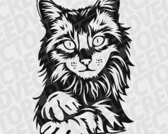 cute cat, cat with paws, funny kitty, cat svg, pet svg, animal funny face, printable png, DXF laser cut file plasma, shirt svg, illustration