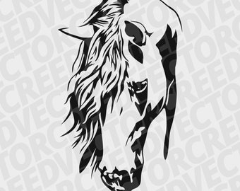 Horse Svg, horse head svg, farm animals clipart, printable png, DXF laser cut file plasma, shirt svg, illustration