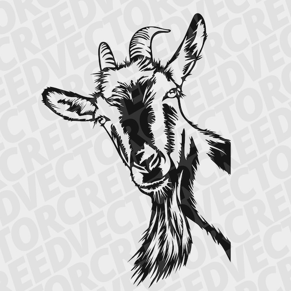 Goat Svg, funny goat svg, farm animals clipart, animal funny face, printable png, DXF laser cut file plasma, shirt svg, illustration
